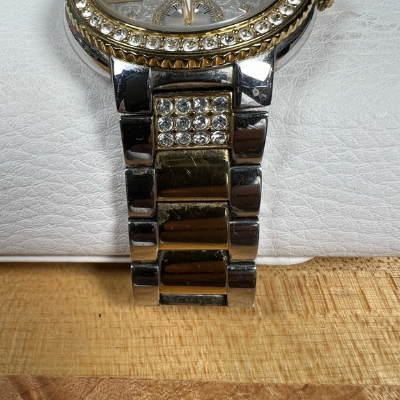 Marc Ecko The Cool Watch Gold and Silver Tone Rhinestone Encrusted Bling Watch - Picture 4 of 11